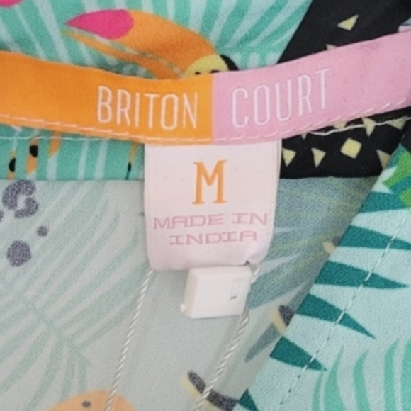 BRITON COURT Maxi Dress Green Tropical Print Multicolor Size Medium - Picture 10 of 10